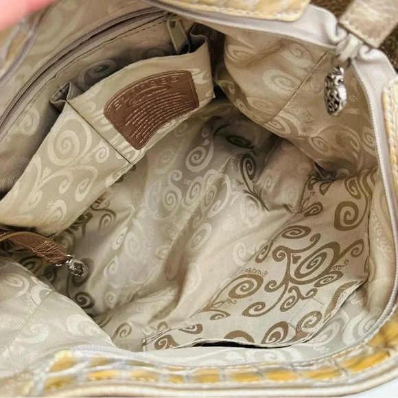 Brighton Cher Rare/Retired Bronze Croc Embossed Leather Shoulder Bag - Picture 11 of 13